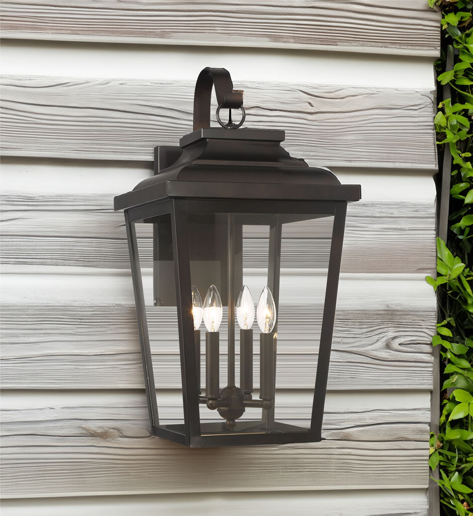 The Great Outdoors 72178-189-C Irvington Manor 4 -Light 24.25-in H Oil-rubbed Bronze Hardwired Outdoor Wall Light