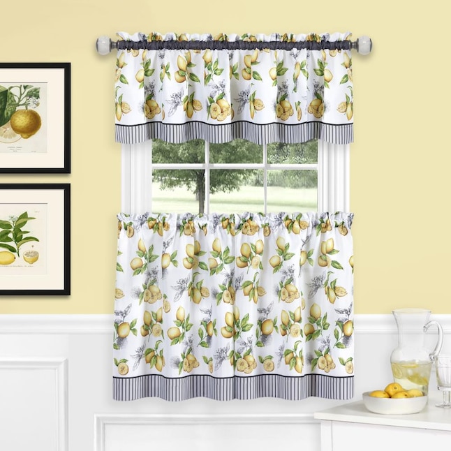 Achim Lemon Drop 24 In Yellow Polyester, Yellow Black And White Kitchen Curtains