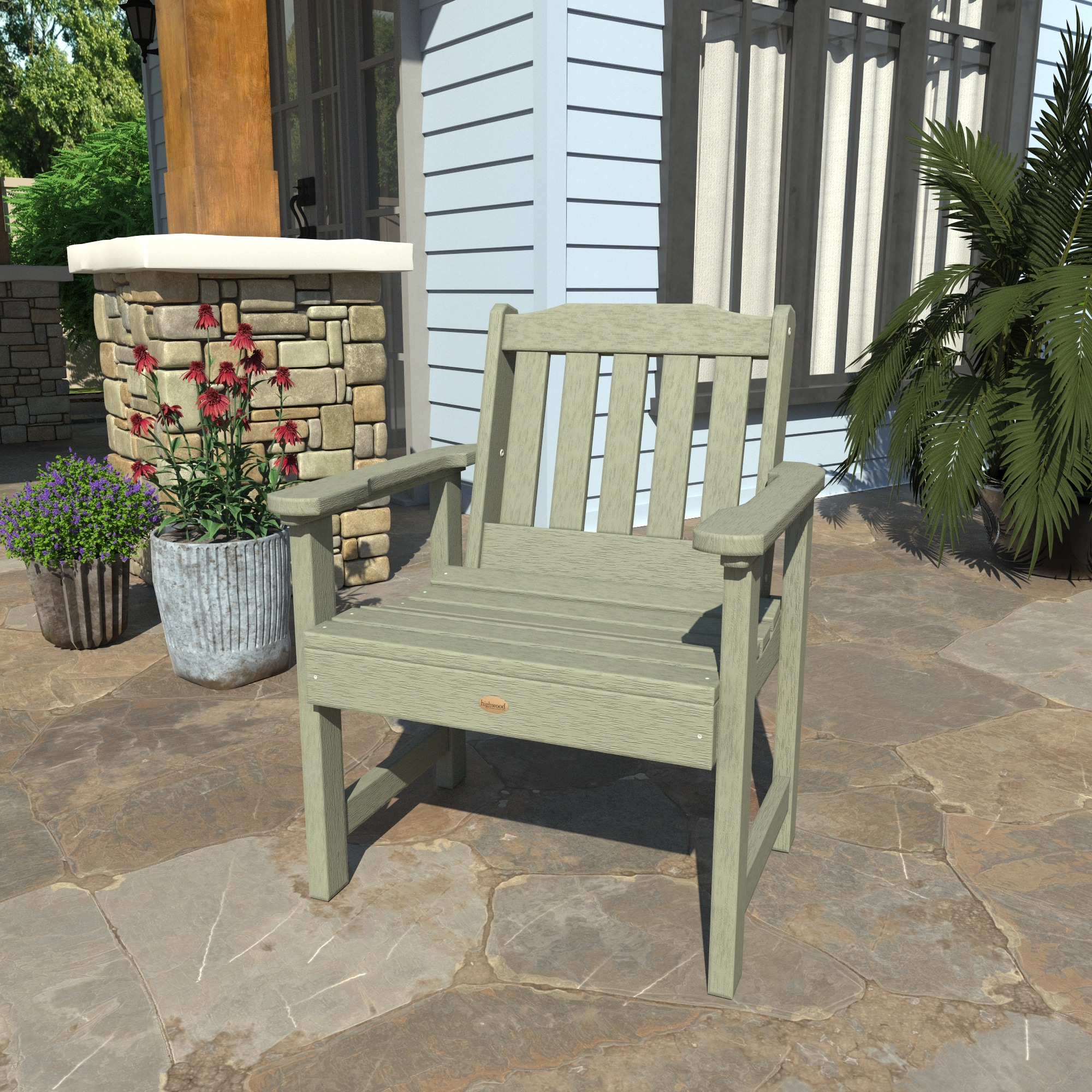 highwood AD-CHGL1-EUC Lehigh Eucalyptus Poly-lumber Frame Stationary Conversation Chair with Slat Seat