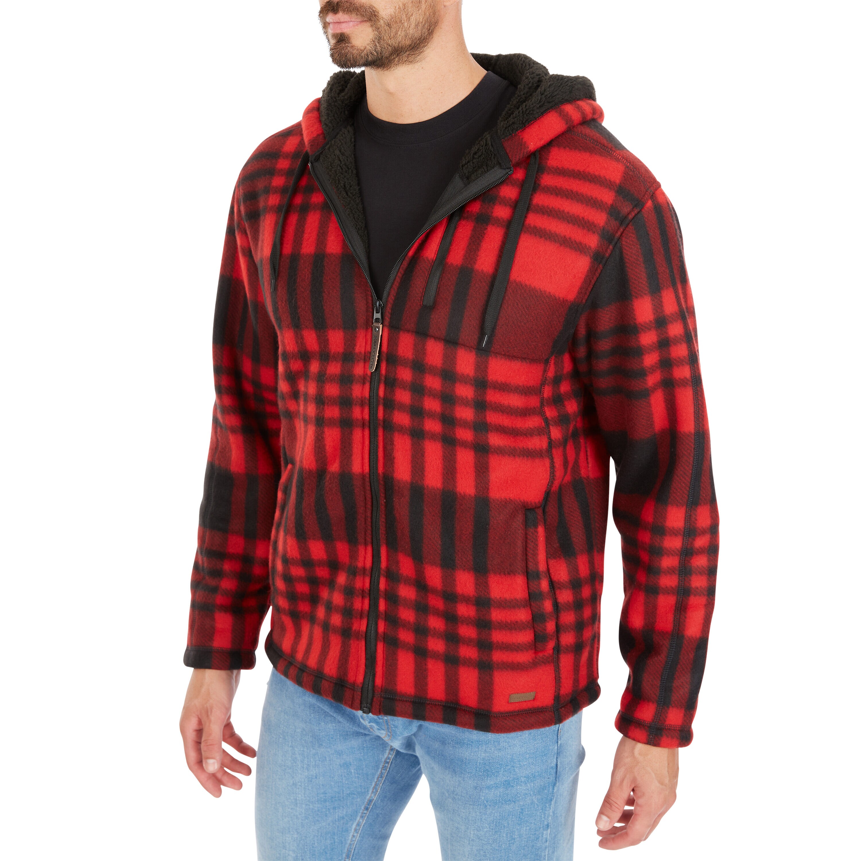 Smith's Workwear Butter-Sherpa Lined Plaid Polar Fleece Full Zip Hooded  Jacket in the Work Jackets & Coats department at