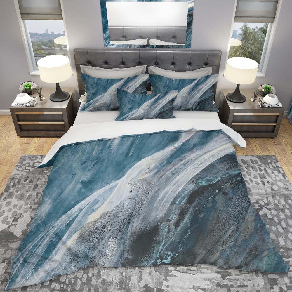 Designart BED30337-K 3 -Piece Blue King Duvet cover Set