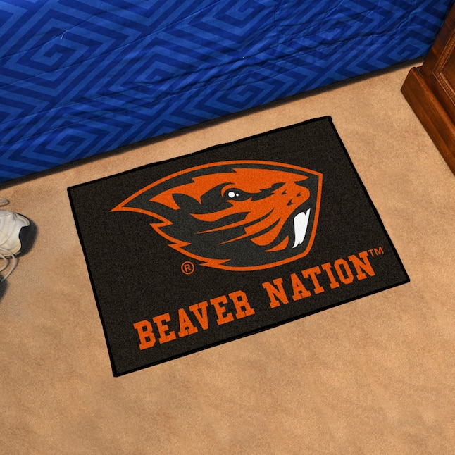 FANMATS Oregon State Beavers 1-1/2-ft x 2-1/2-ft Black Rectangular Indoor Door Mat FANMATS Oregon State Beavers 1-1/2-ft x 2-1/2-ft Black Rectangular Indoor Door Mat