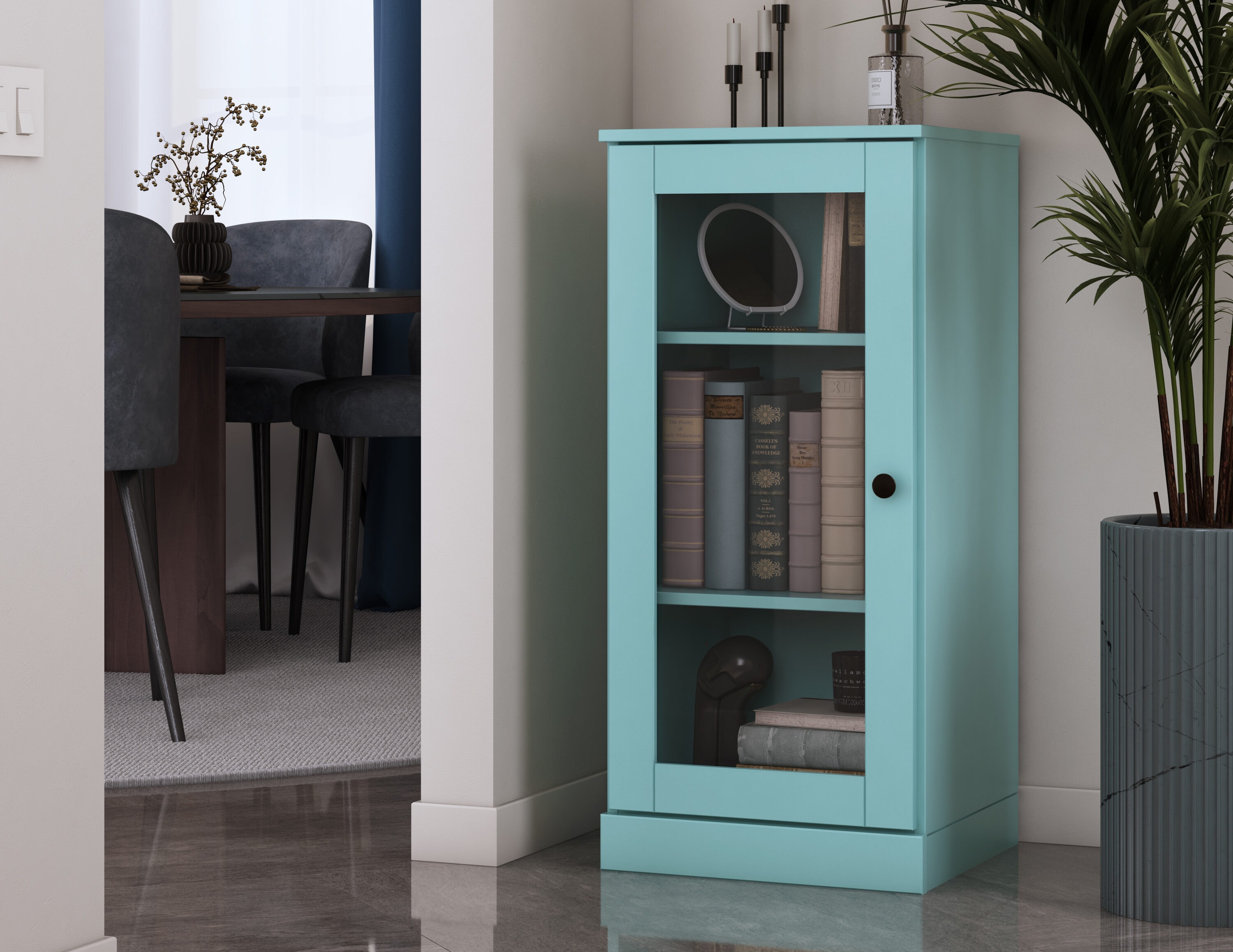 Palace Imports 16.5-in W Solid Wood Short Narrow Clear Glass 3-Shelf Bookcase