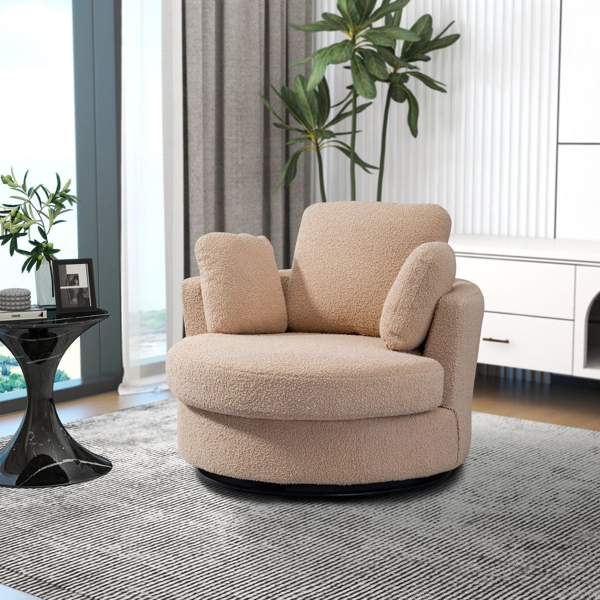 JASMODER W129852399 41-in Modern Light Camel Polyester/Blend Sofa