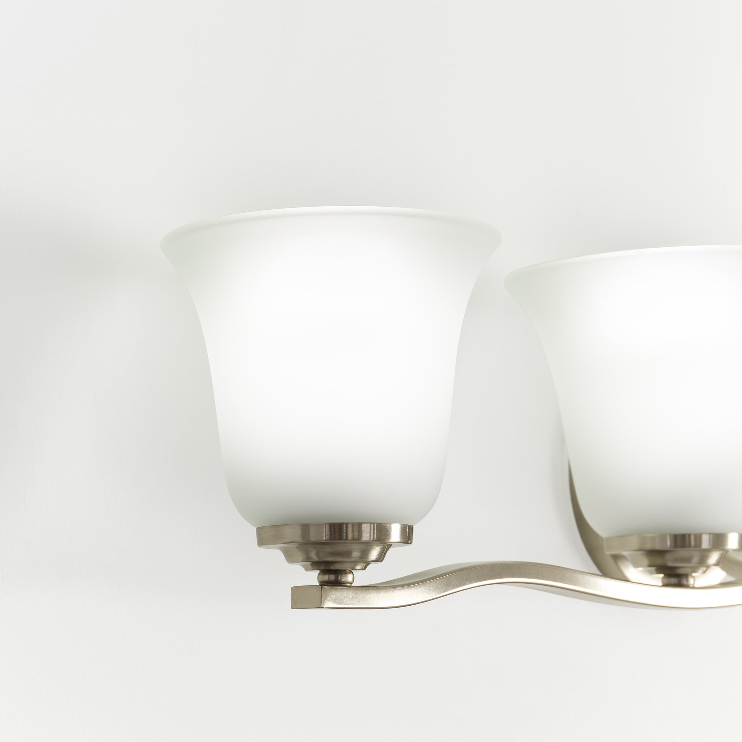 Brushed Nickel 4-Light Vanity Fixture with Satin Etched Glass Shades