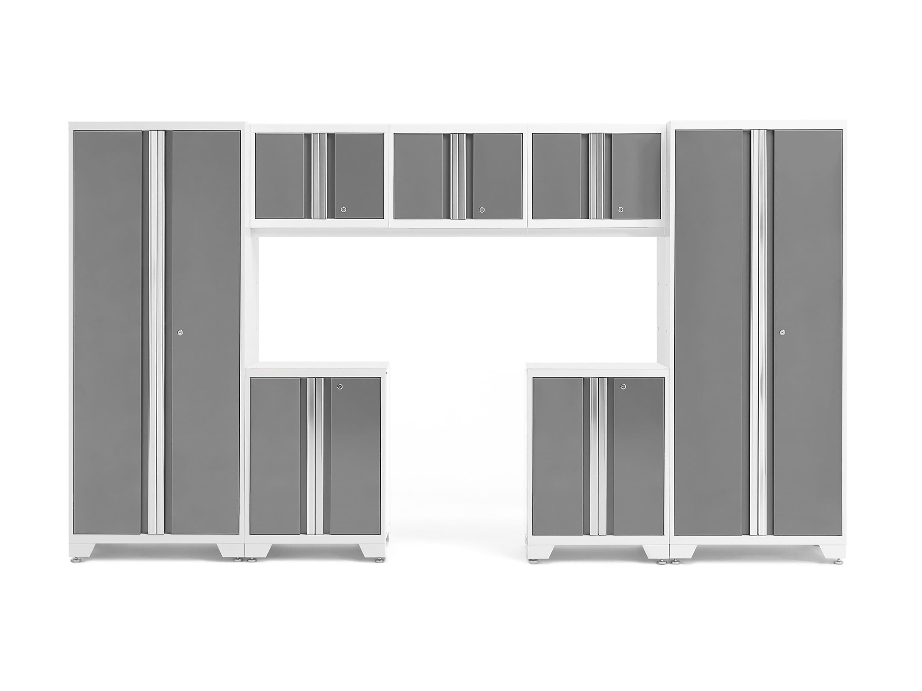 NewAge Products 53227 132-in W x 76.75-in H x 18-in D 7 -Cabinets Steel Platinum Garage Storage System