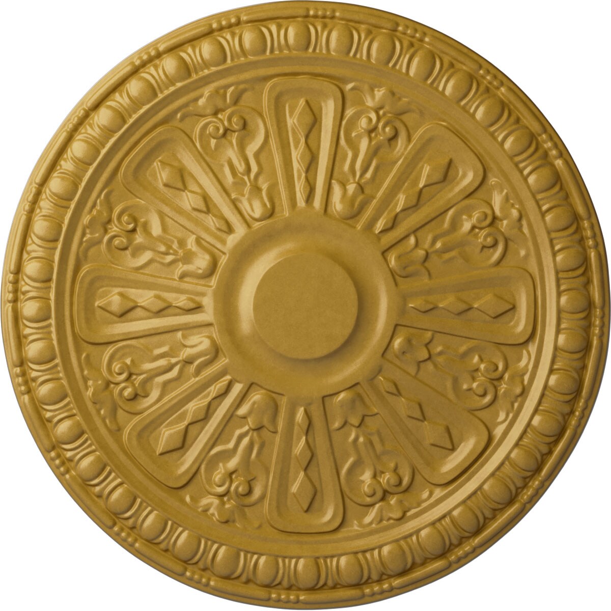 Ekena Millwork CM18RA2IGS Raymond 18-in W x 18-in L Painted Iridescent Gold Polyurethane Whole Ceiling Medallion
