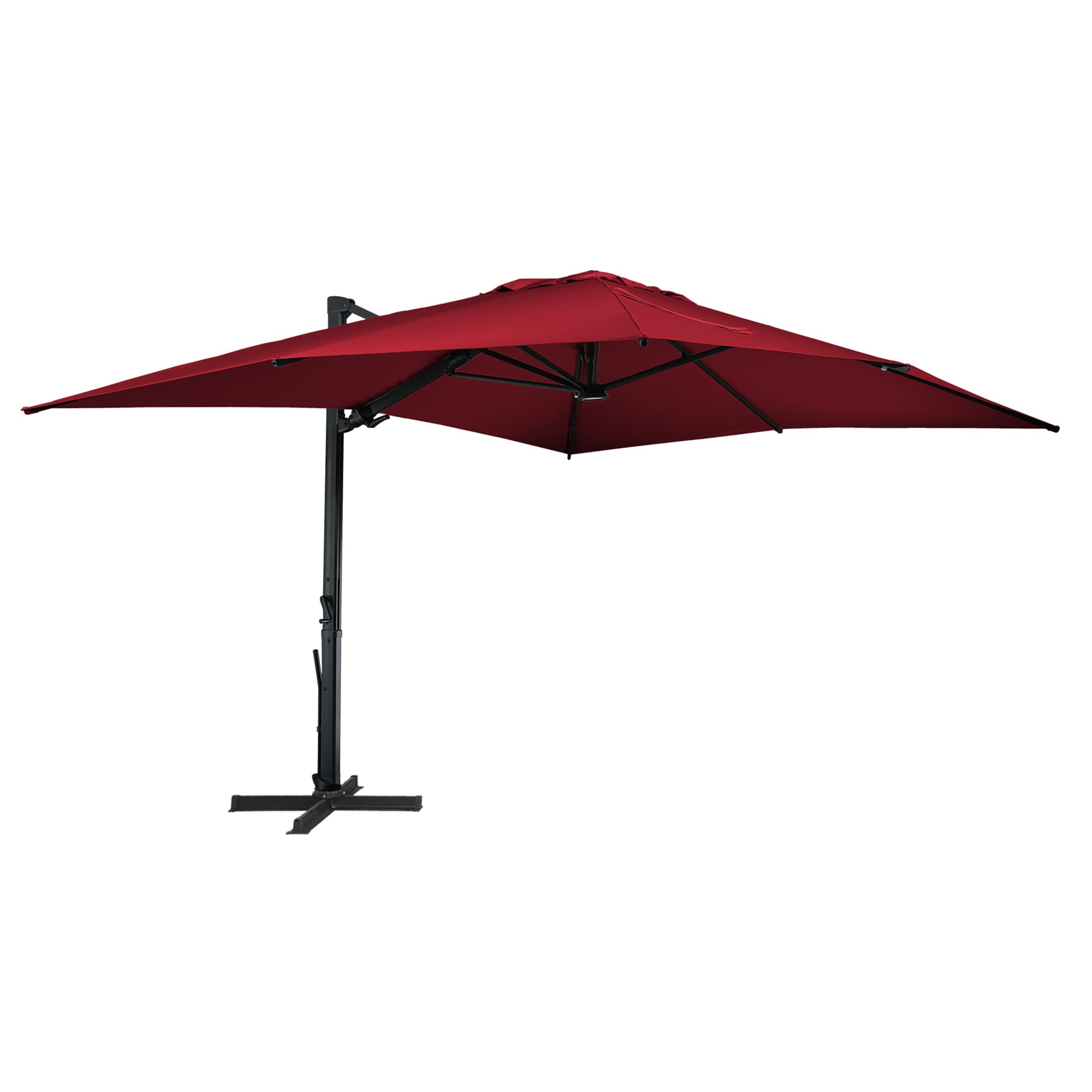 Clihome CL-LEDMY02RD Aluminum Crank Cantilever Patio Umbrella with Lights