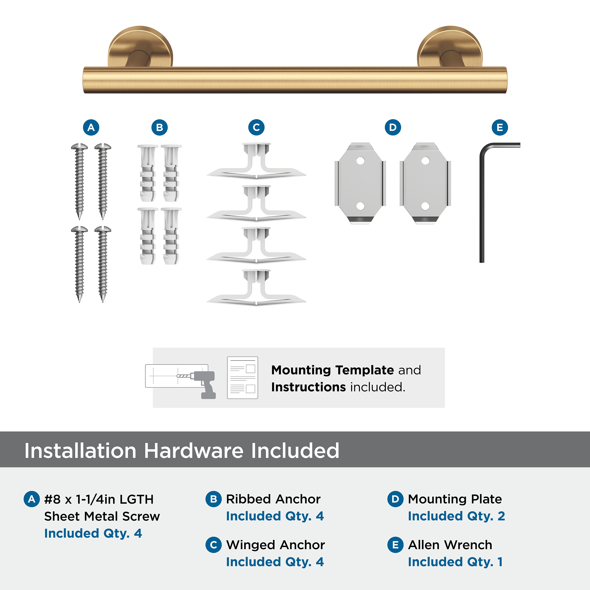 Champagne Bronze 9" Stainless Steel Wall Mounted Towel Bar