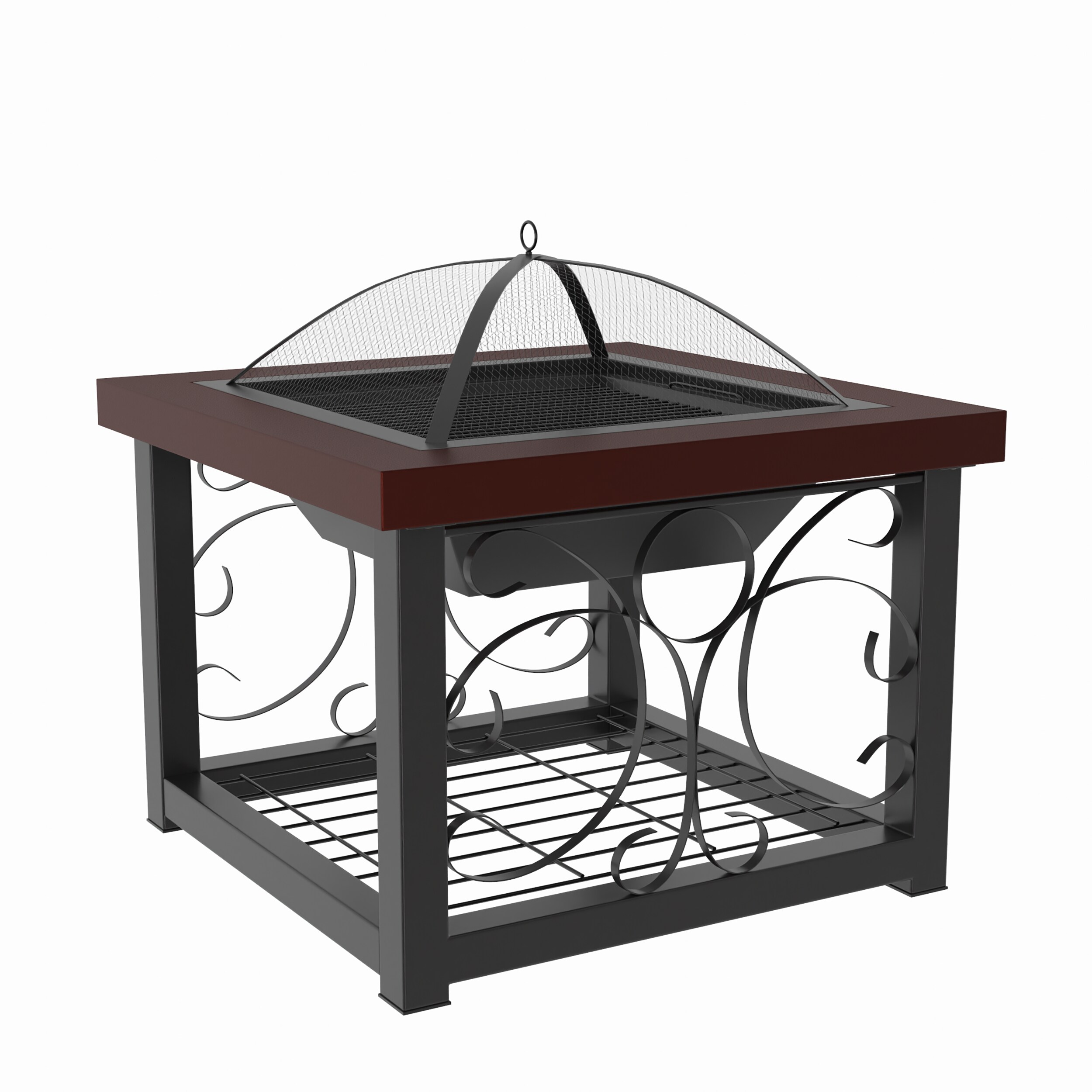30" Bronze Wood Fire Pit Table with Storage Rack