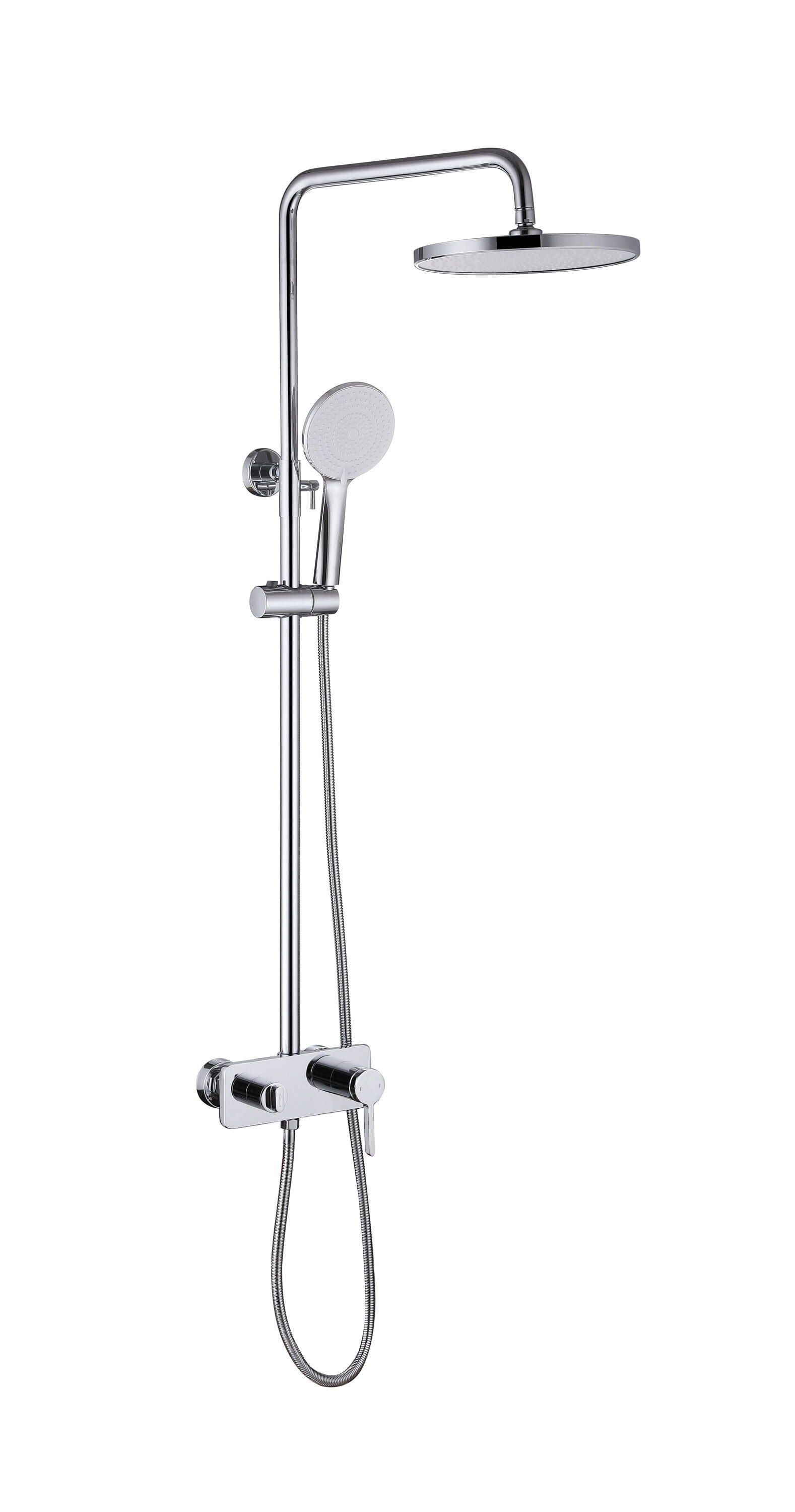 Royal Guard LSFJK0343 Chrome 8.66-in Waterfall Dual Head Shower Faucet Bar System with 3-way Diverter ( Thermostatic Valve Included )