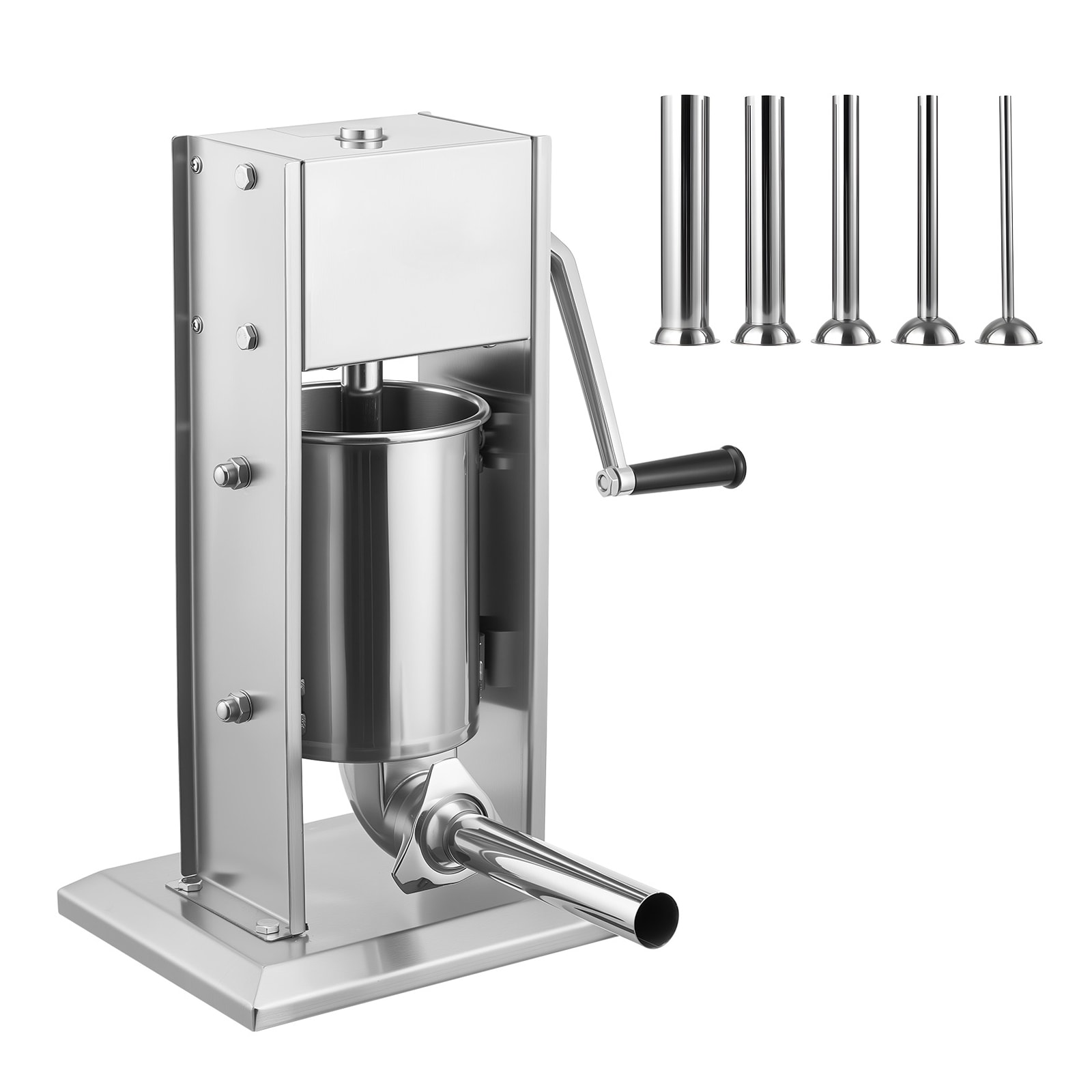 GIVIMO LW108GIVSS4232 Manual Sausage Stuffer 7-lb 3-L Vertical Meat Stuffer Heavy-Duty Sausage Casing Stuffing Machine Dual-Speed Stainless Steel Filler with 5 Filling Tubes for Commercial Home Use