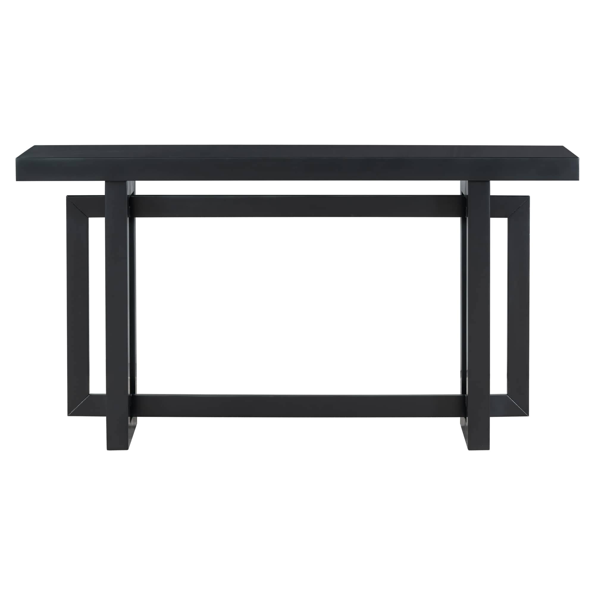 Vynxaria LESX1743DJXGZCT058 Contemporary Console Table with Wood Top  Extra Long Entryway Table for Entryway Hallway Living Room Foyer Corridor Black