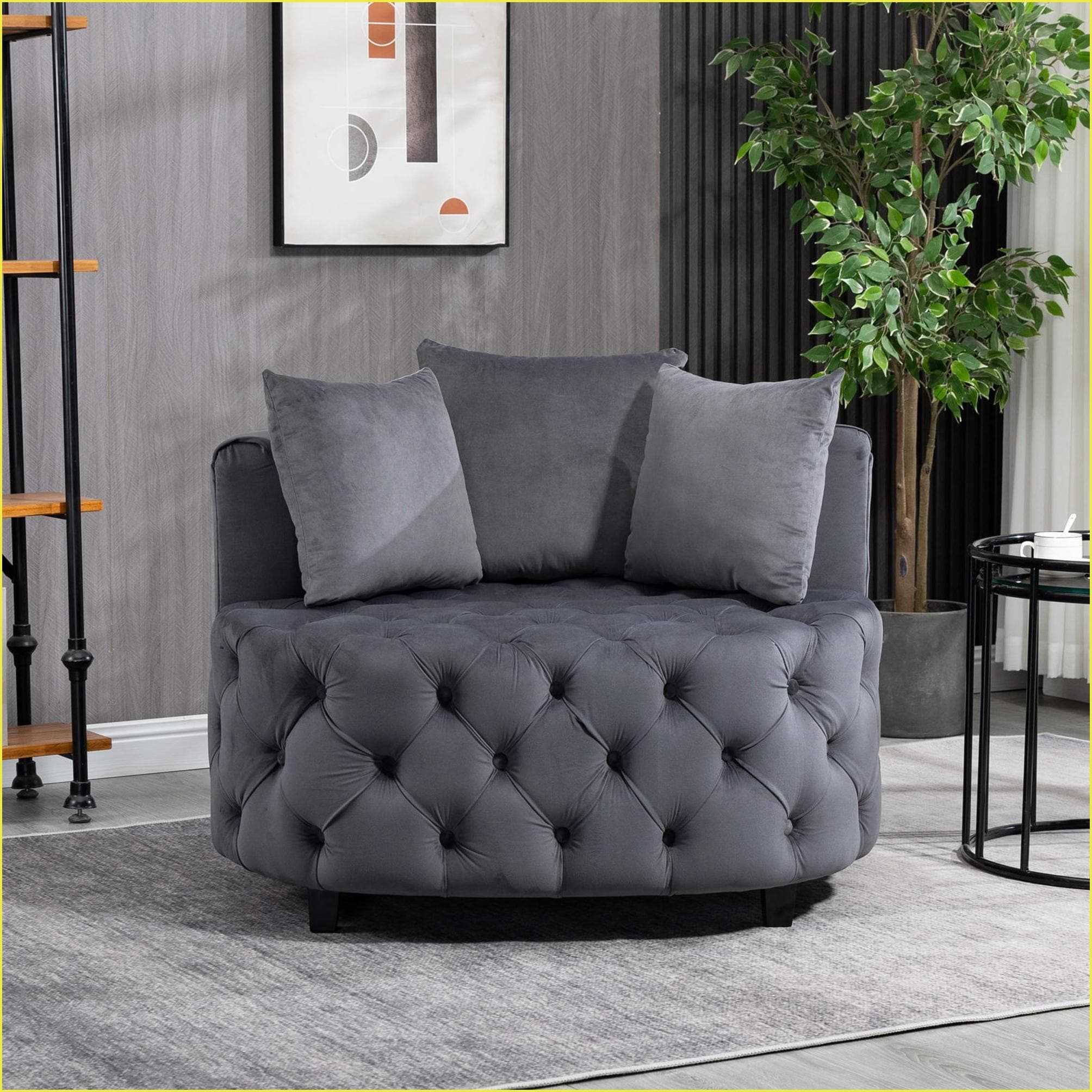 Watnature Accent Chairs Classical Barrel Chair for Living Room Mid ...