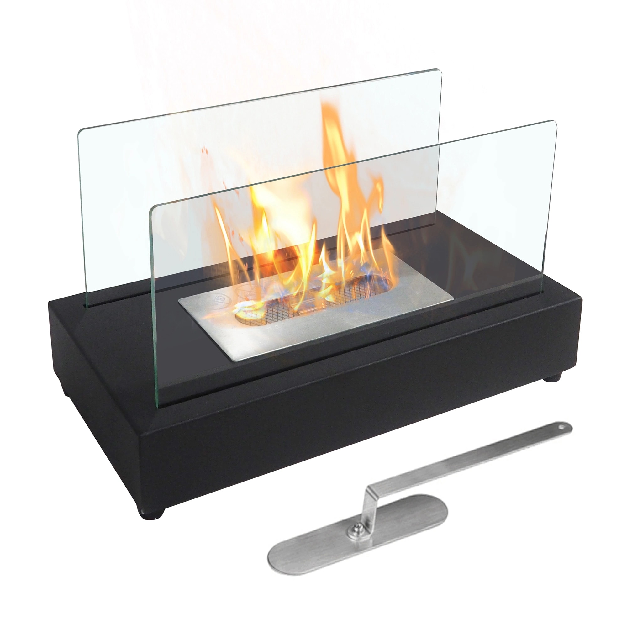 Kahomvis ART-QP1092-PA 14-Inches W Black Portable Steel Rectangle Tabletop Liquid propane Fire pit