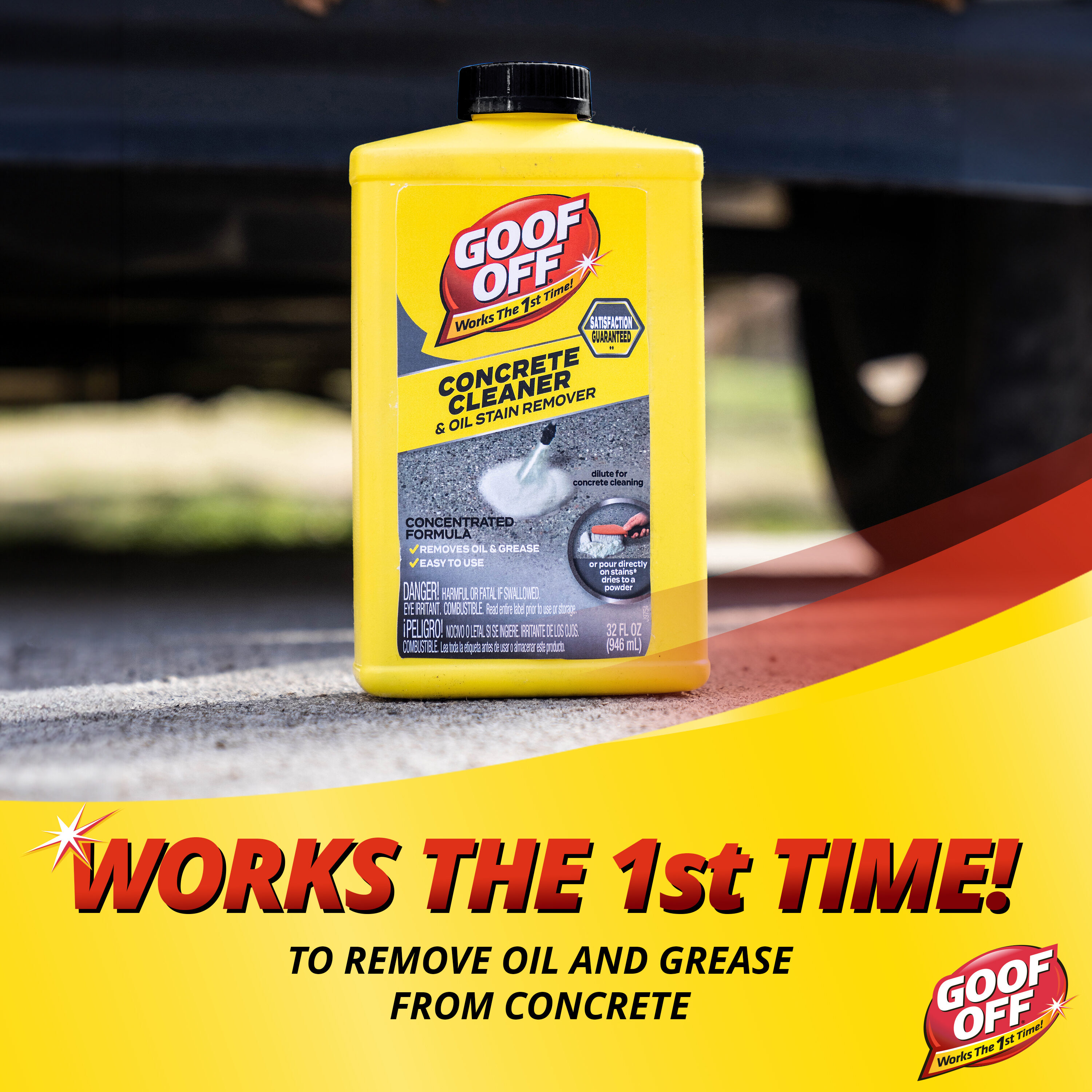 Goof Off Concrete Cleaner and Oil Stain Remover - 32 oz Bottle | Removes  Grease and Oil | Easy to Use | Safe for Concrete Oil Stains