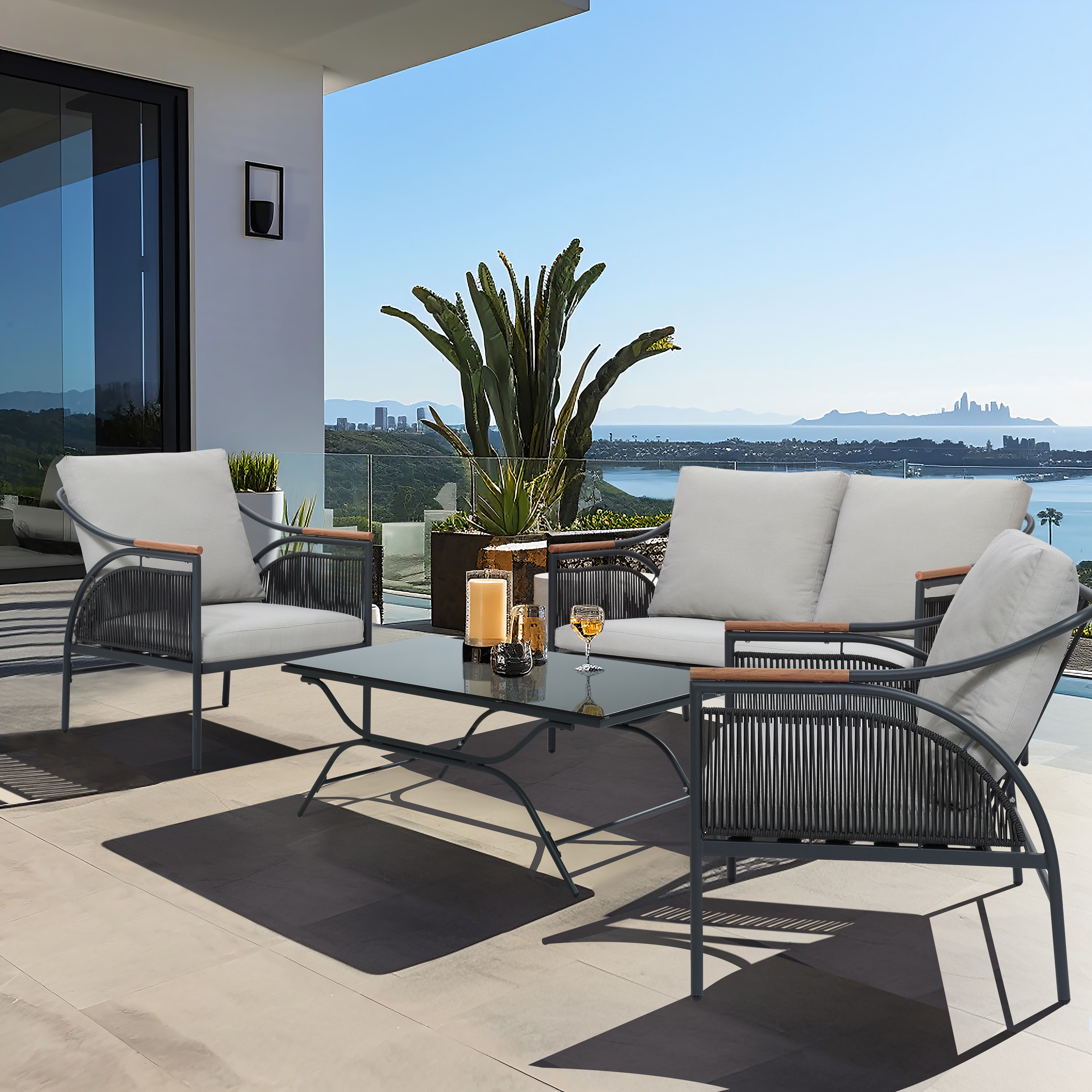 LuxenHome WHOF1914 Patio-Conversation-Sets - View #3