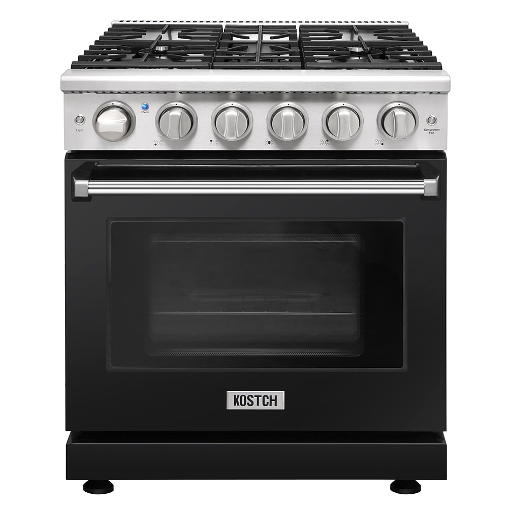 KOSTCH KOS-30RG03M-B 30-in 5 burners 4.55-cu ft Convection Oven Freestanding Natural Gas Range ( Black )