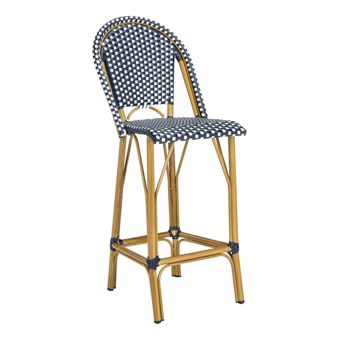 Safavieh Ford Wicker Stackable Navy, French Bistro Wicker Bar Stools