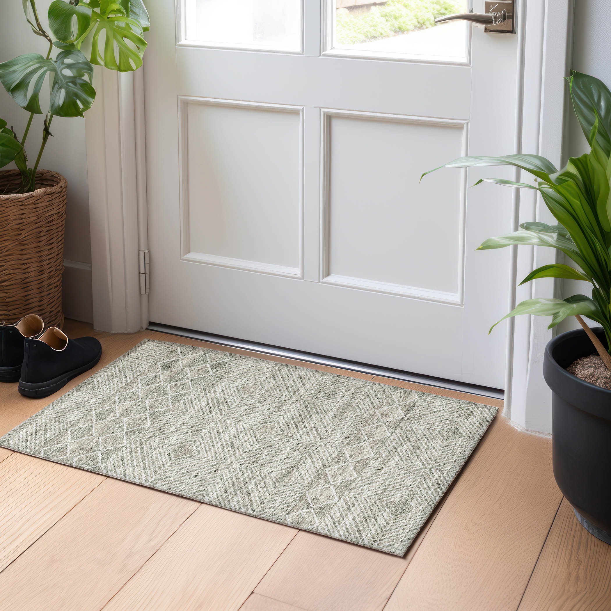 Addison Rugs AMF107TA20X30 Mayfield AMF107TA 2 x 3 (ft) Loomed Polyester Taupe Rectangular Indoor Abstract Machine washable Area rug