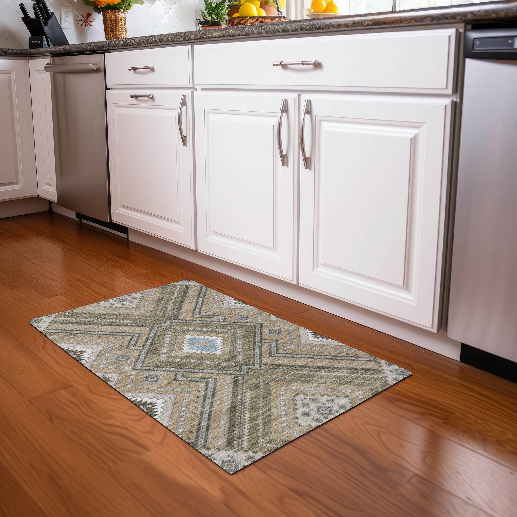 Chantille Beige Rectangular Synthetic Washable Rug 1'8" x 2'6"