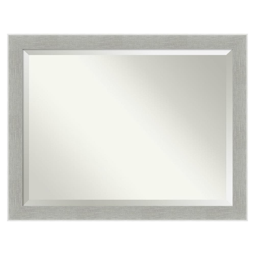 Amanti Art DSW4961017 Glam Linen 45.25-Inches x 35.25-Inches Framed Rectangle Bathroom Vanity Mirror ( Distressed Grey,Silver )