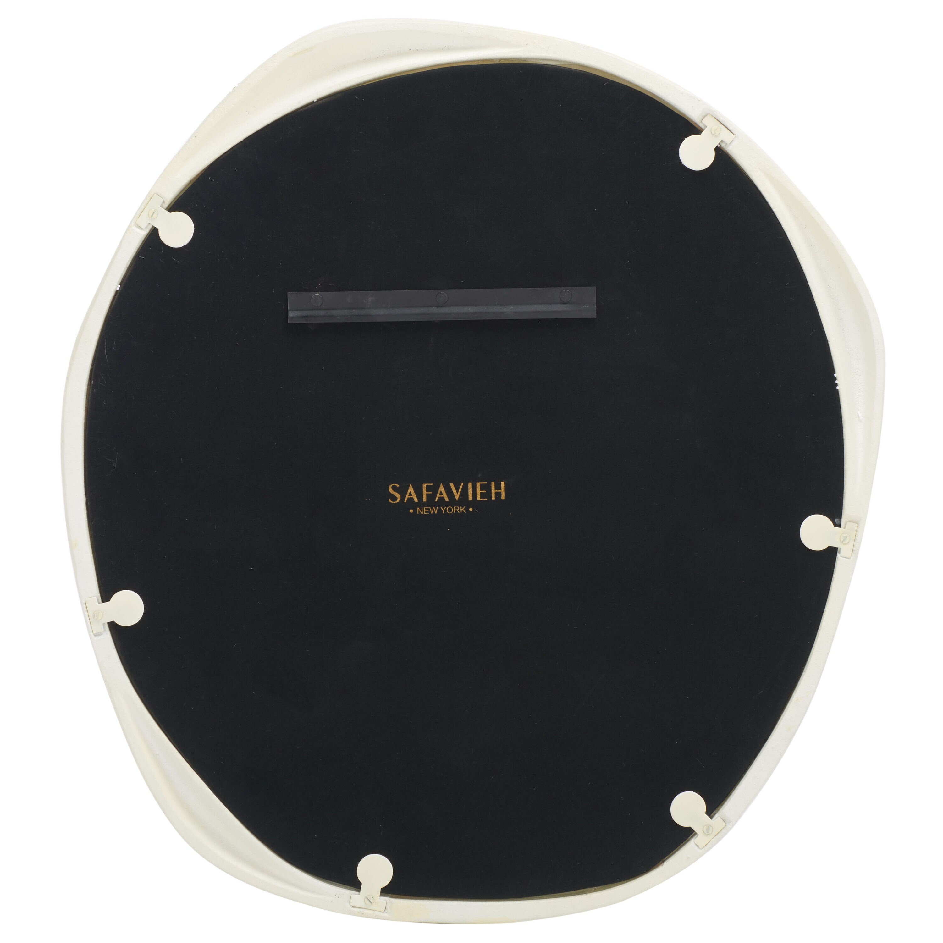 Playful Ivory Organic Border 29" Round Wood Frame Mirror