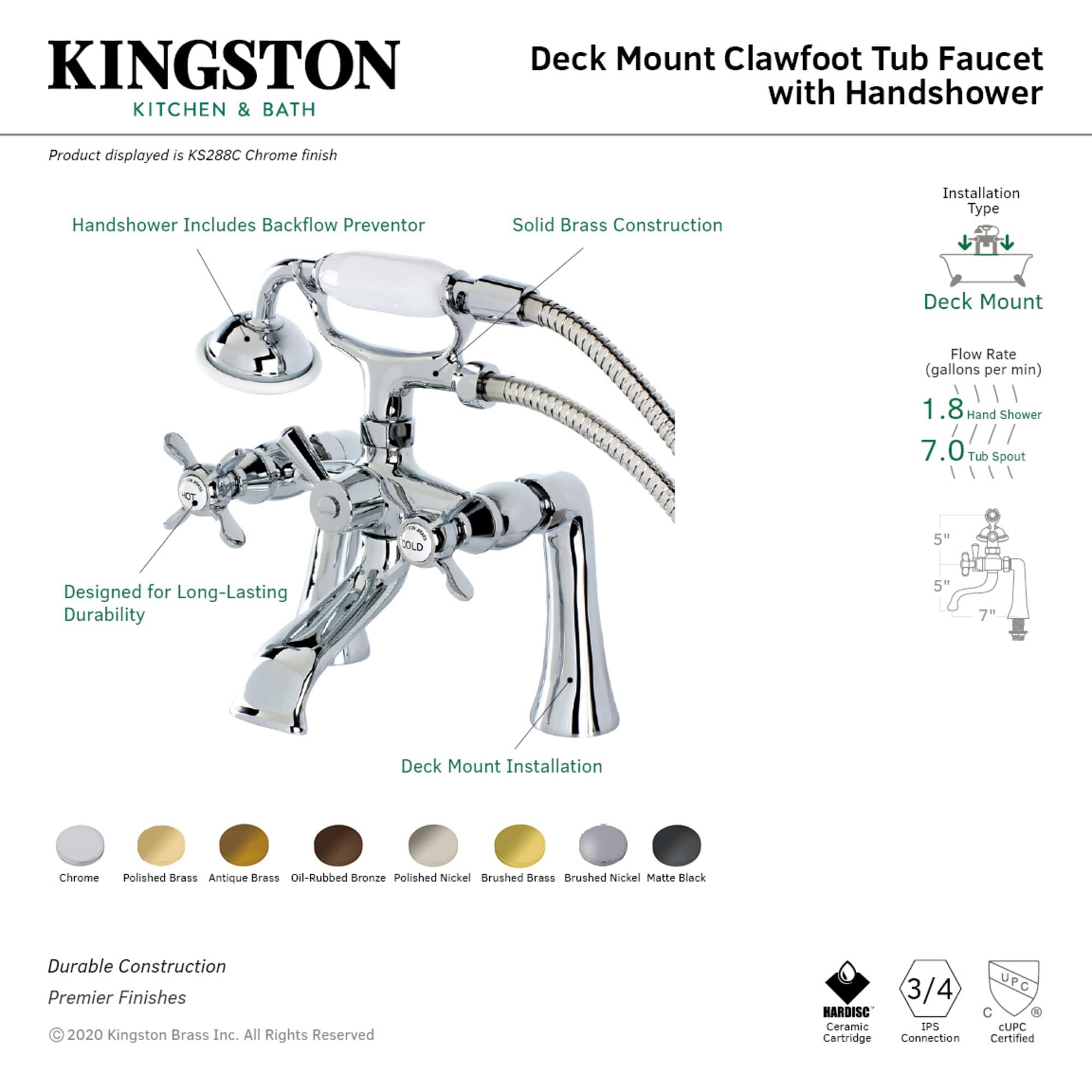 Kingston Brass WLKS288SB Roman-Tub-Faucets - View #3