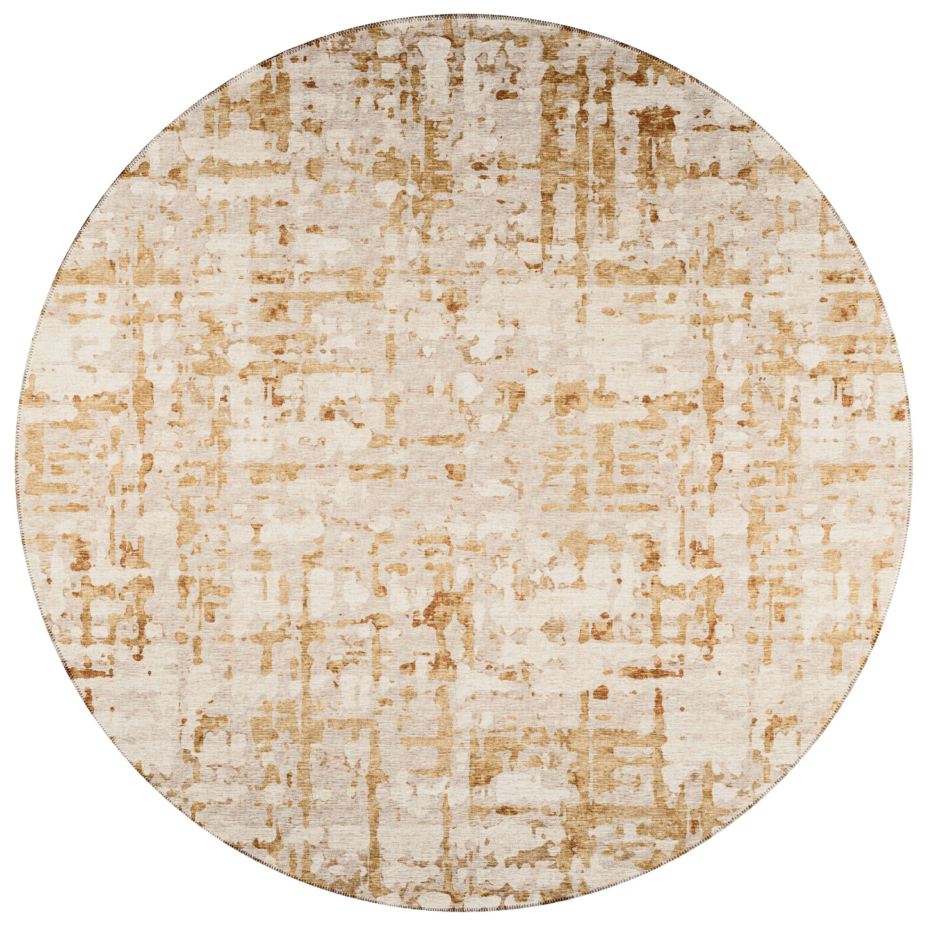 Addison Rugs ABV35CR8RO Bravado 8 x 8 (ft) Chenille Caramel Round Indoor/Outdoor Abstract Southwestern Area rug