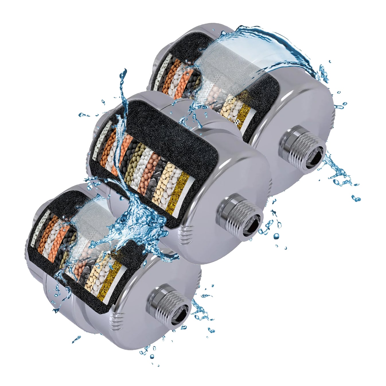 Innovative Technology ITPC107 ITPC107 3 Pack Shower Head Filter Carbon block Shower Head Filter 6-Months -Filter Life
