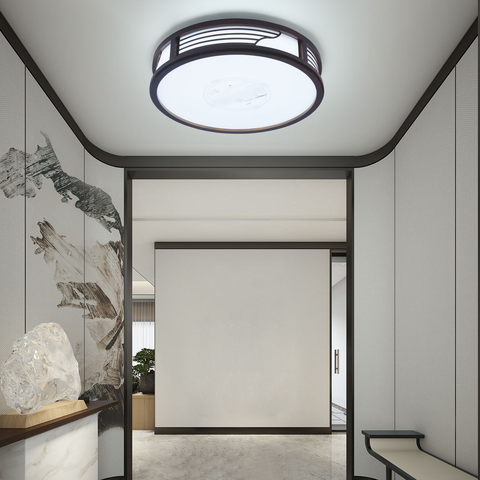 Oukaning JZUCK5B9NSHCX 1 -Light 20.47-in Brushed Brown Integrated LED Flush Mount Light