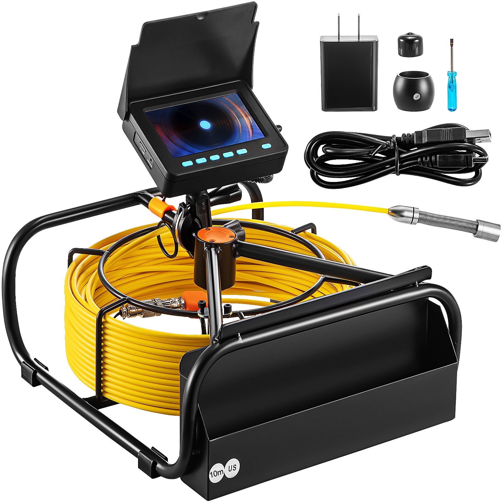 VEVOR Camera, 32.8Ft Screen, Pipeline Inspection Camera with Dvr Function and Snake Waterproof Ip68 Borescope W/Led Lights, Industrial Endoscope For Home Wall Duct Drain Pipe Plumbing in the Inspection