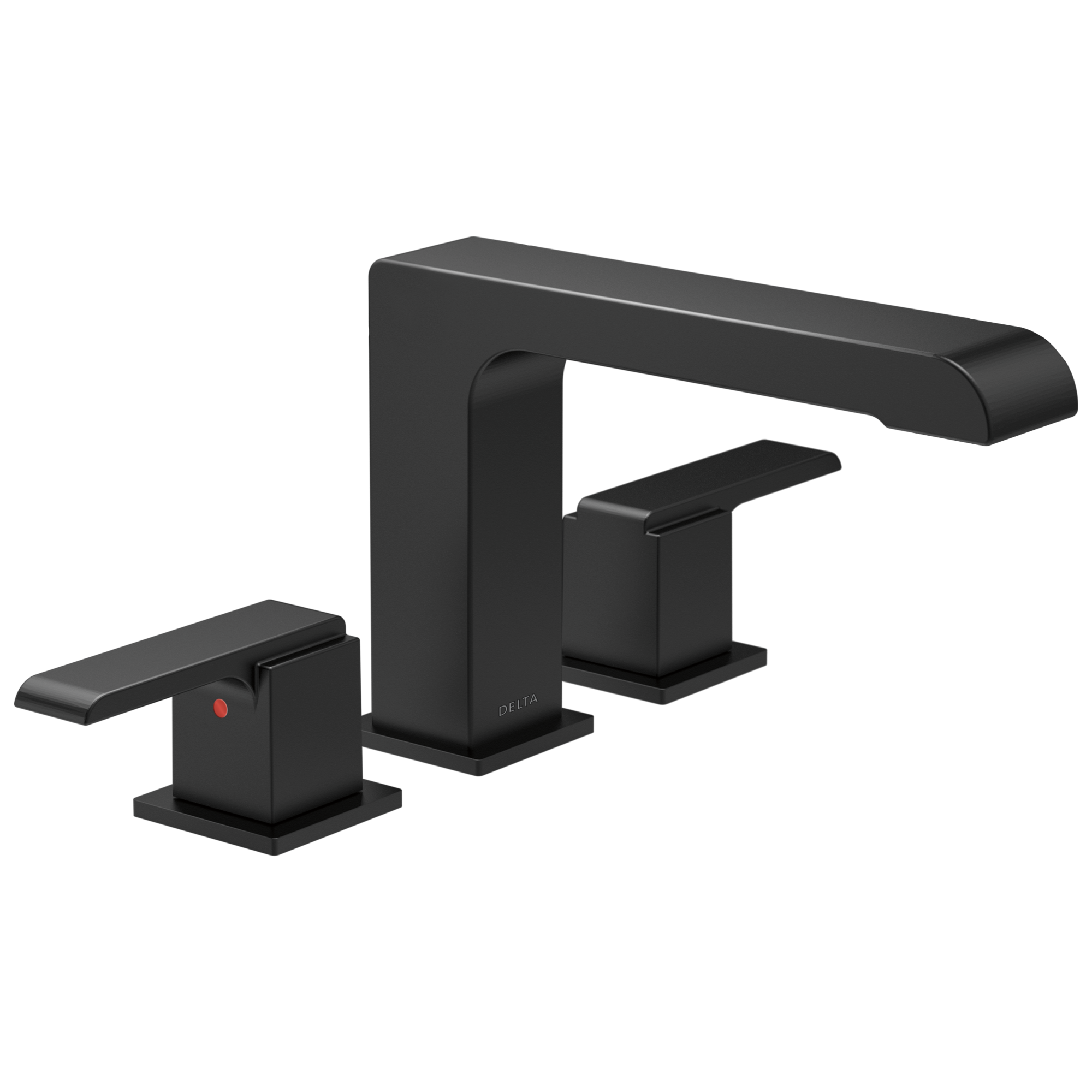 Delta T2767-BL Ara Matte Black 2-handle Deck-mount Roman Low-arc Bathtub Faucet with Hand Shower