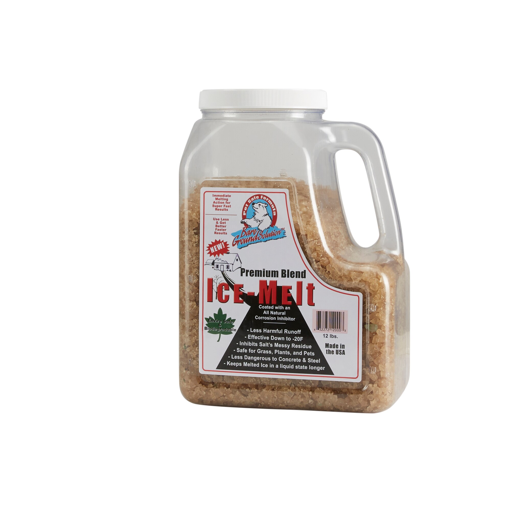 Bare Ground CSSLGP-12 Premium Coated Granular Ice Melt with Slipgrip Traction Granules in Shaker Jug 12 lbs 
