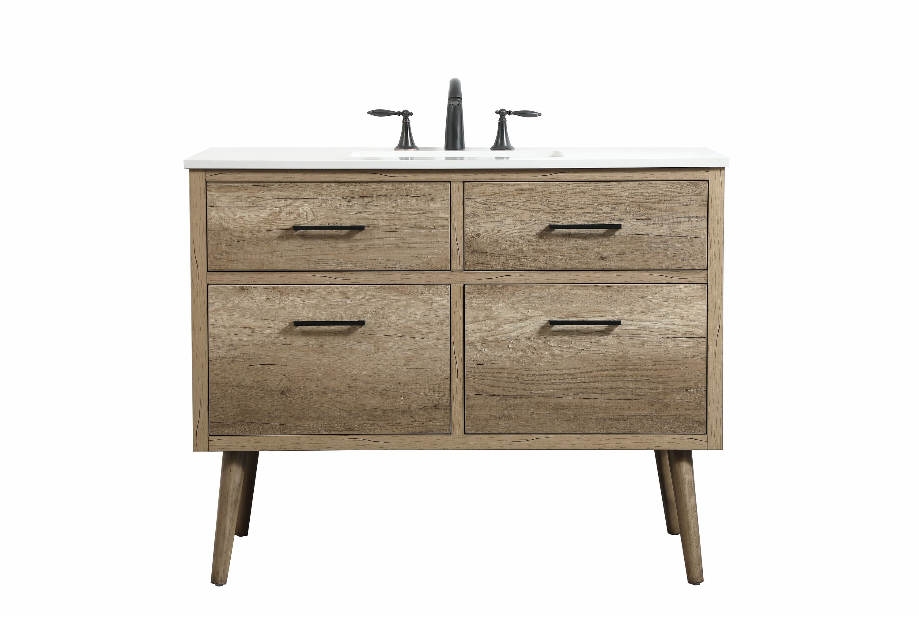 Home Furnishing 42-in Natural Oak Undermount Single Sink Bathroom Vanity with Ivory White Engineered Marble Top in Yellow | - Elegant Decor HF123126NT