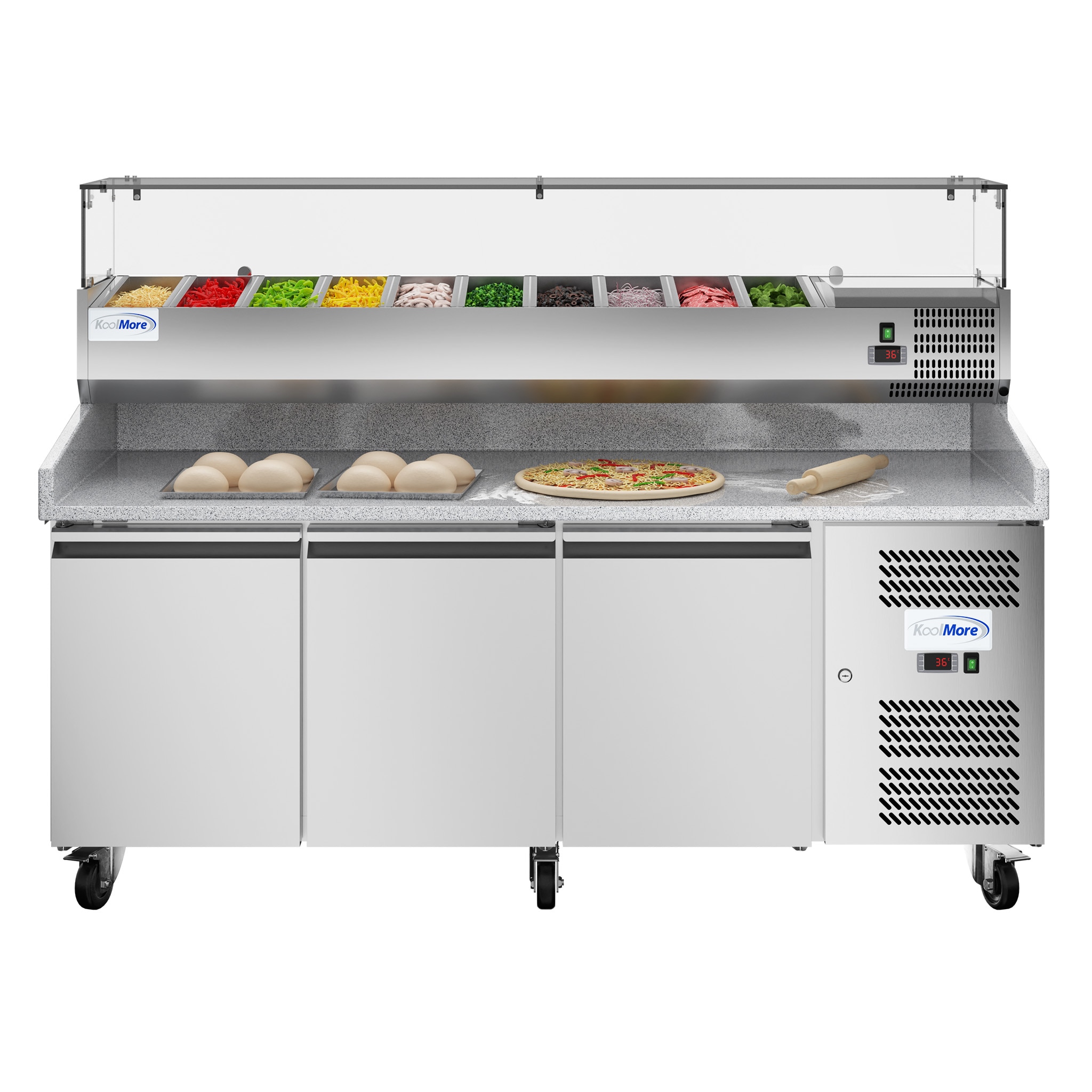 KoolMore LOW-KM-RPCPS-2D79 79.5-in Stainless steel Refrigerated Pizza prep table