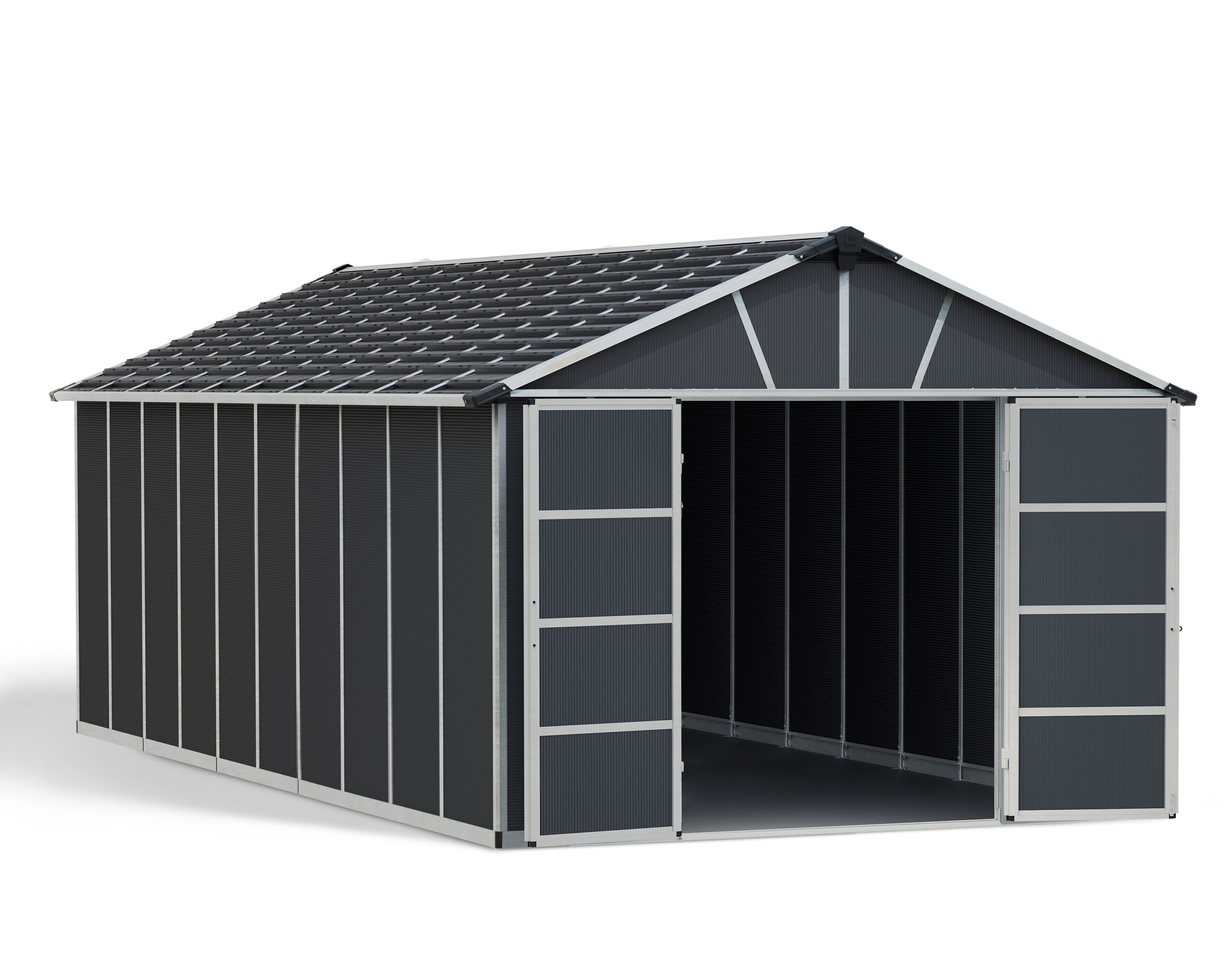 Canopia by Palram 705724 11-ft x 21-ft Yukon Garden Outdoor Gray Gable Resin Storage Shed (Floor Included)