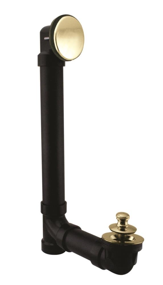WESTBRASS 494144H-01 Illusionary Overflow 12 In. and 4 In. Sch. 40 Abs Bath Waste and Overflow with Lift and Turn Bath Drain In Polished Brass