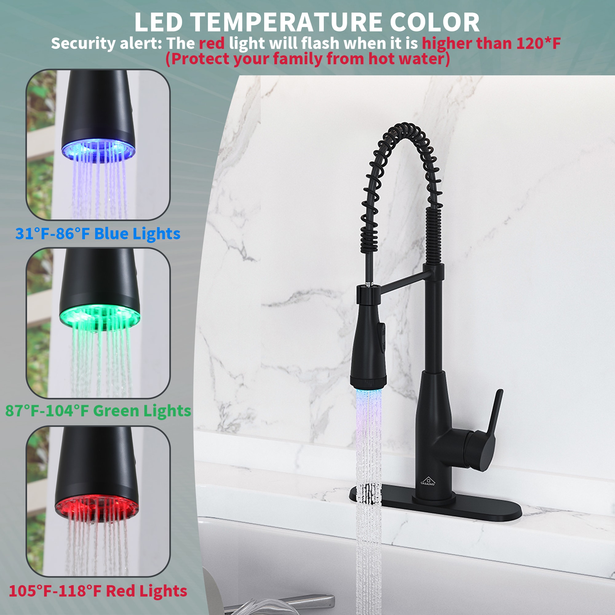 CASAINC CA-D0674-MB Kitchen-Faucets - View #4