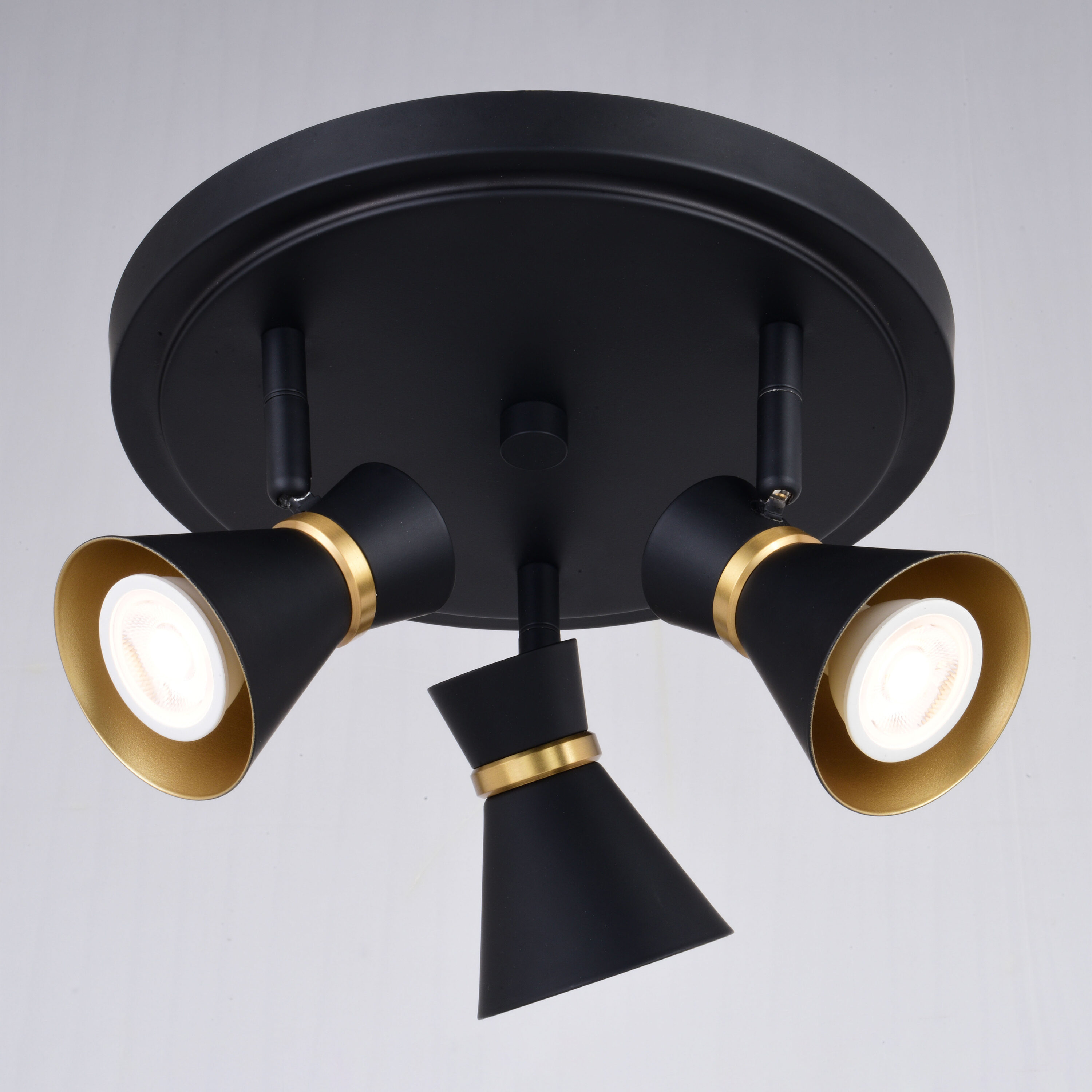 Alto 3-Light Matte Black and Brass LED Ceiling Fixture