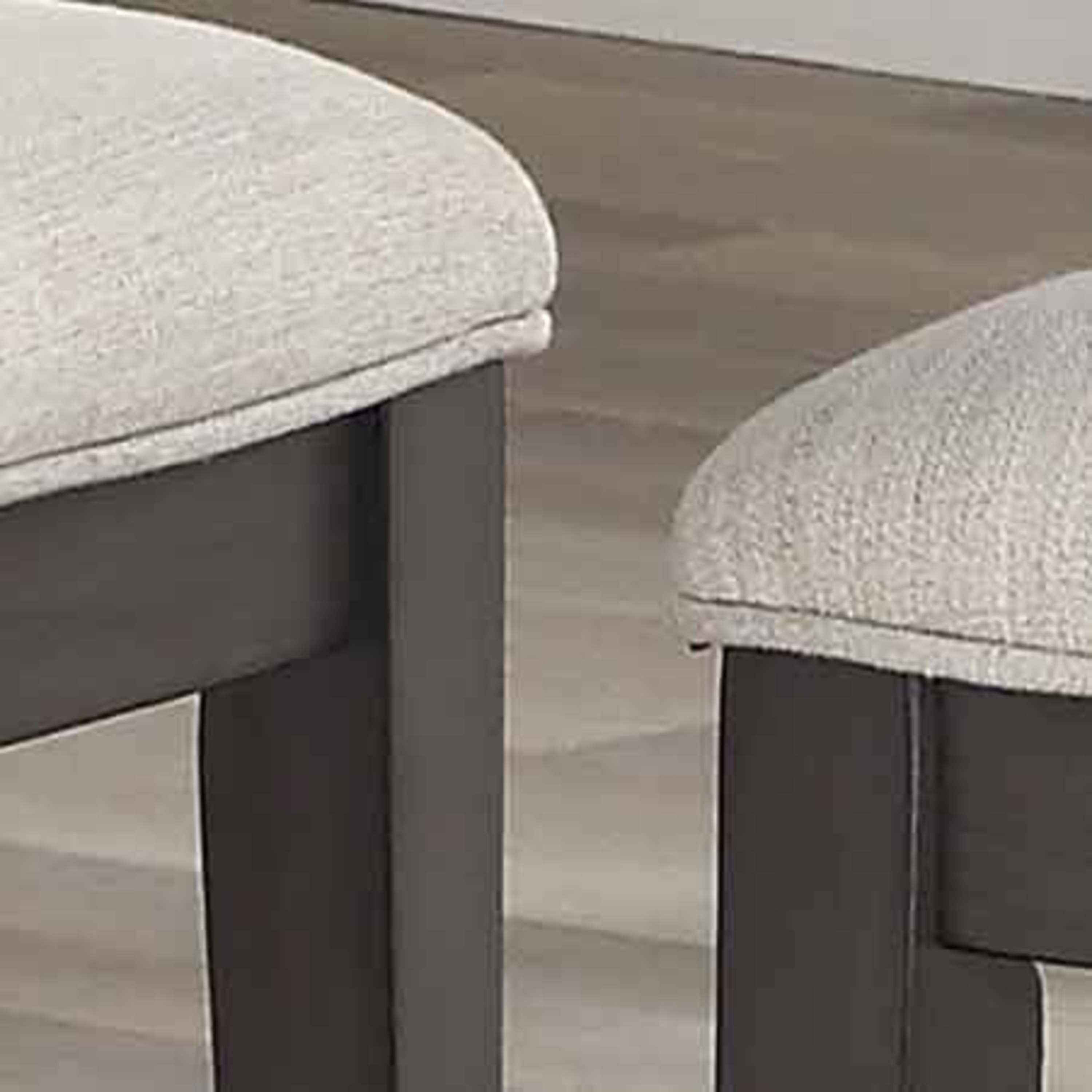 Beige Linen Upholstered Side Chair with Wood Frame