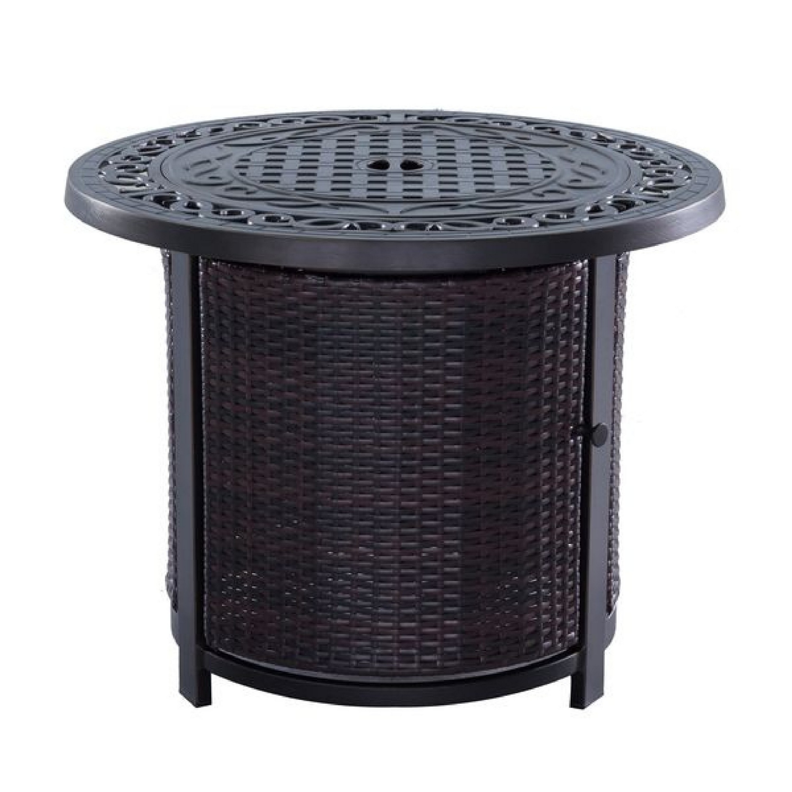 Benzara BM272453 30-in W Bronze Aluminum Round Liquid propane Fire pit