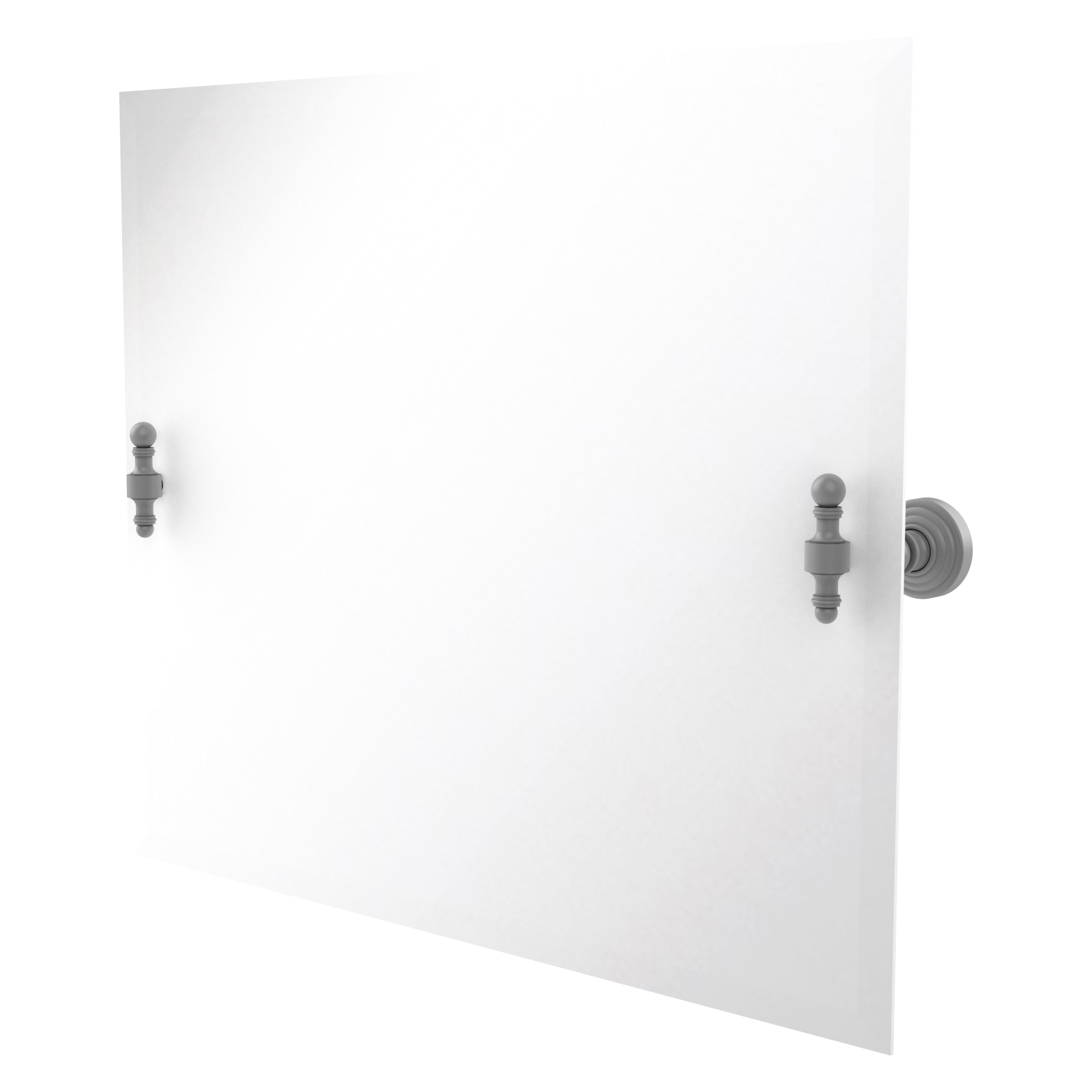 Allied Brass RW-93-GYM Retro Wave 26-Inches x 21-Inches Beveled Frameless Rectangle Tilting Bathroom Vanity Mirror ( Matte Gray )