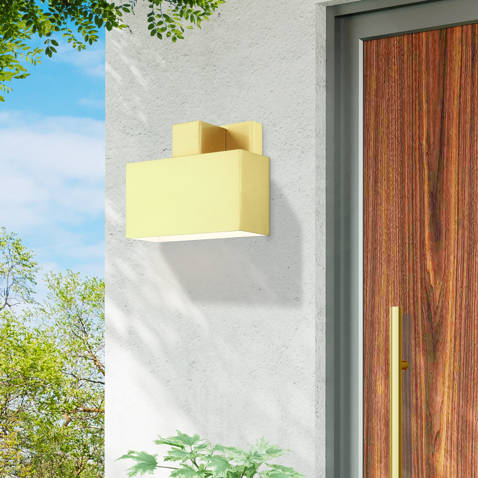 Sleek Lynx Satin Brass and Black Outdoor Wall Sconce