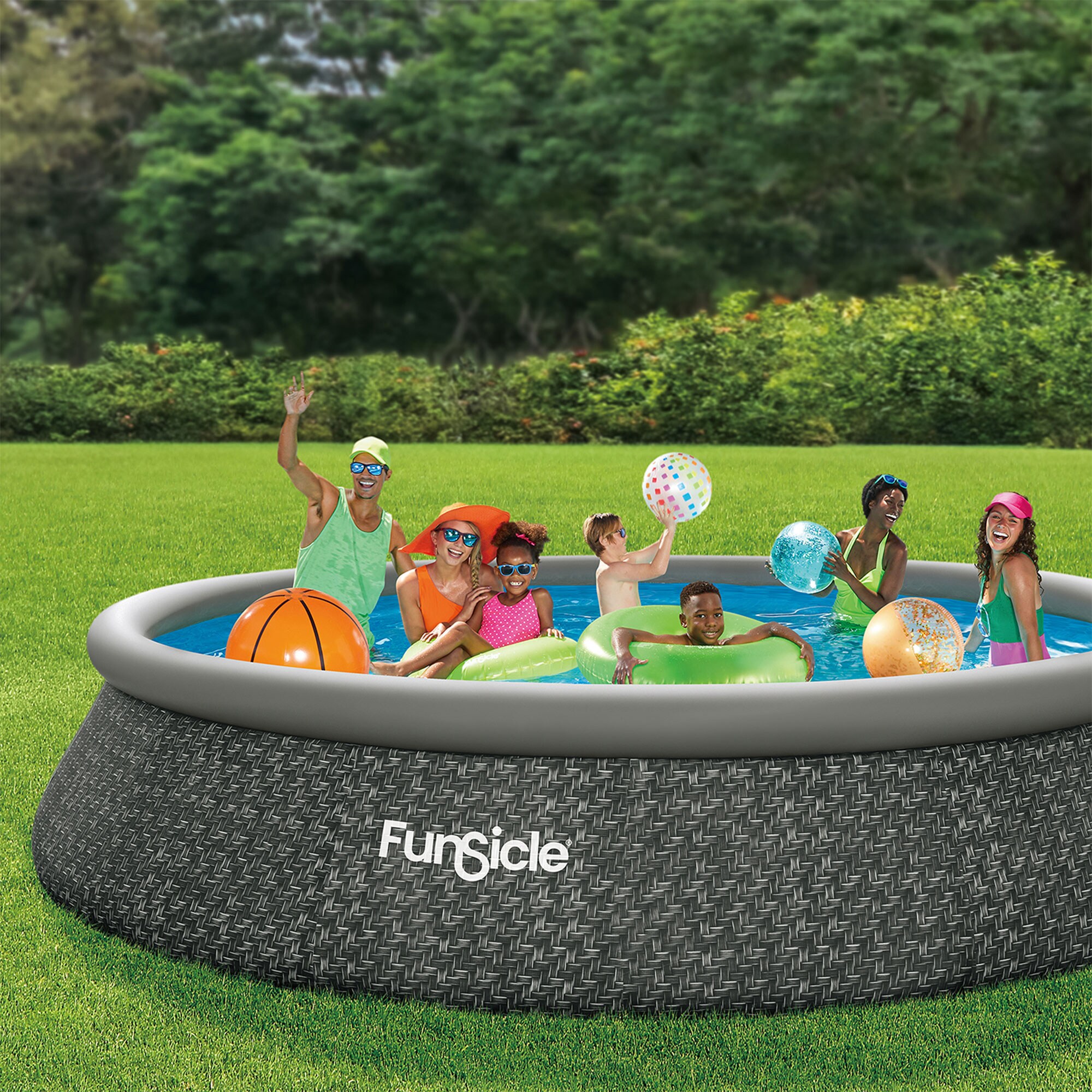 Funsicle 15-ft x 15-ft x 36-in Inflatable Top Ring Round Above-Ground Pool  with Filter Pump in the Above-Ground Pools department at