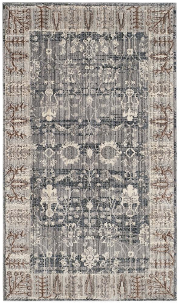 Safavieh VAL118C-4 Valencia Dawn 4 x 6 (ft) Loomed Polyester Dark Gray/Light Gray Rectangular Indoor Distressed/Overdyed Southwestern Area rug