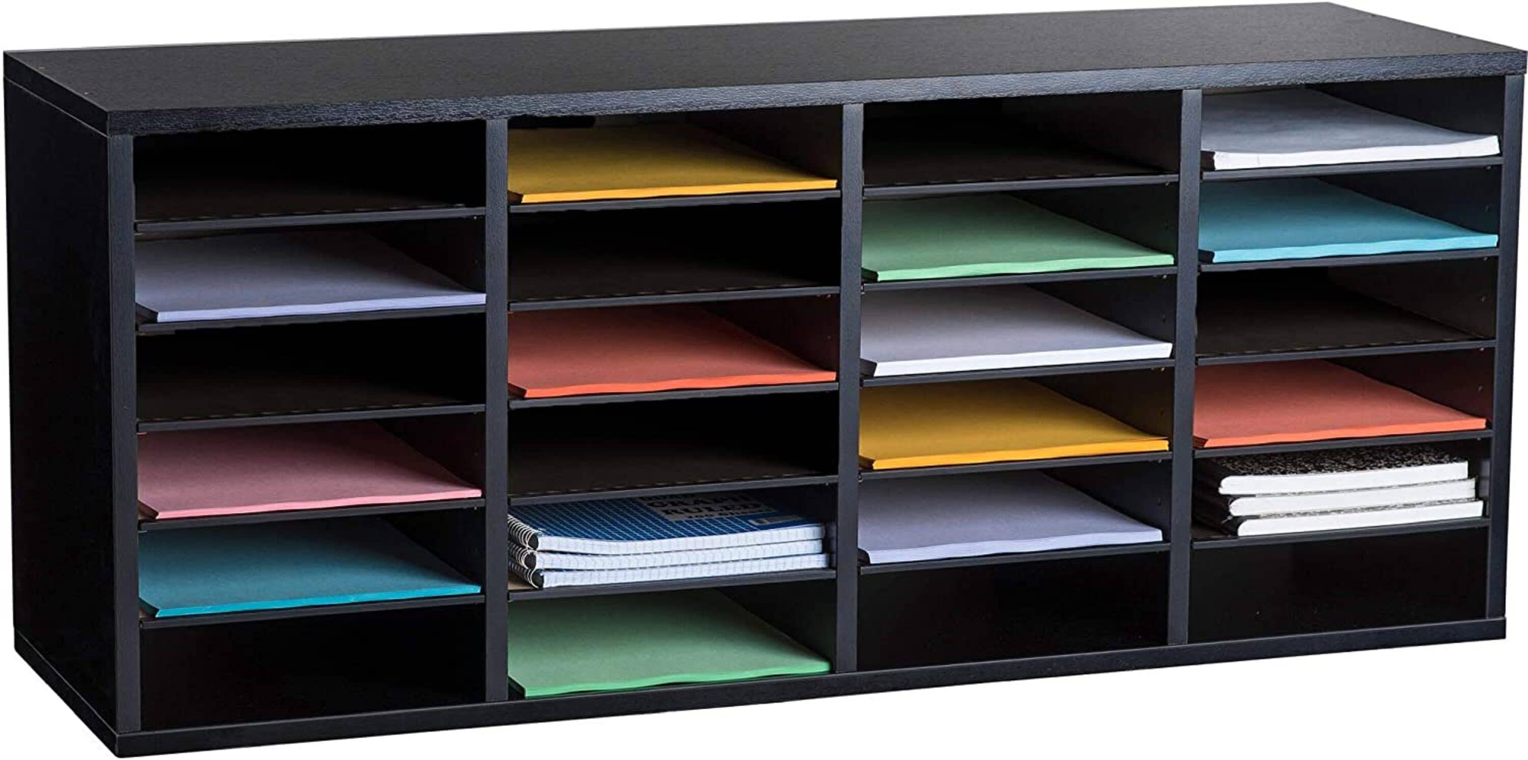 AdirOffice 500-24-BLK-KIT1 Mdf 24 Compartment File Organizer, Pack of 1, Black