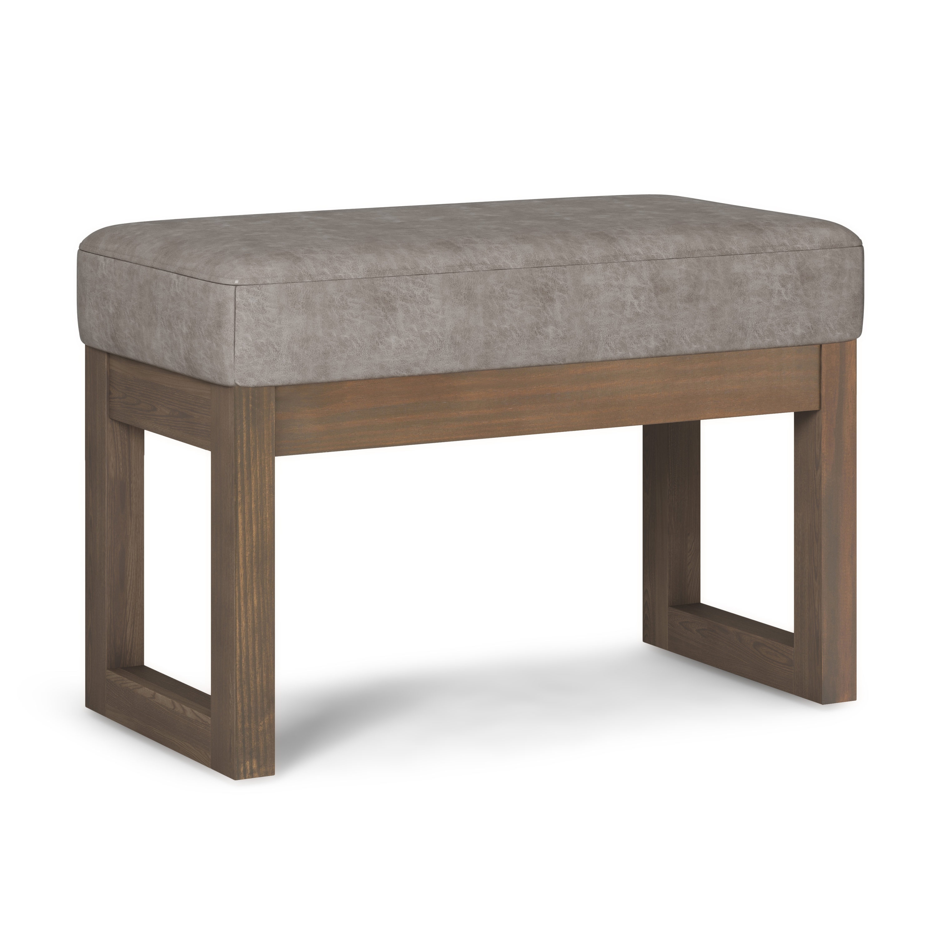 Simpli Home AXCOT-252S-DTP Milltown Modern Distressed Grey Taupe Faux leather Storage Ottoman