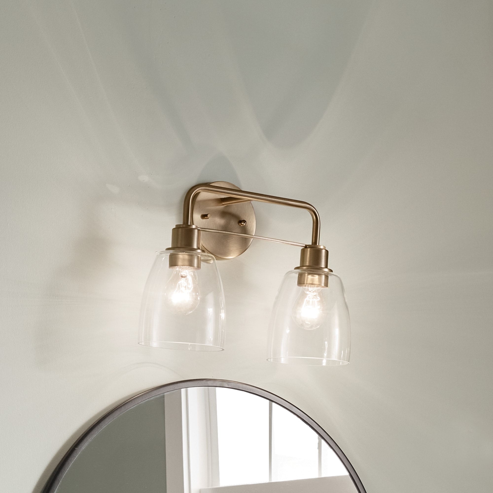 Kichler 55101CPZ Meller 15.25-in 2 -Light Gold Vintage Vanity light