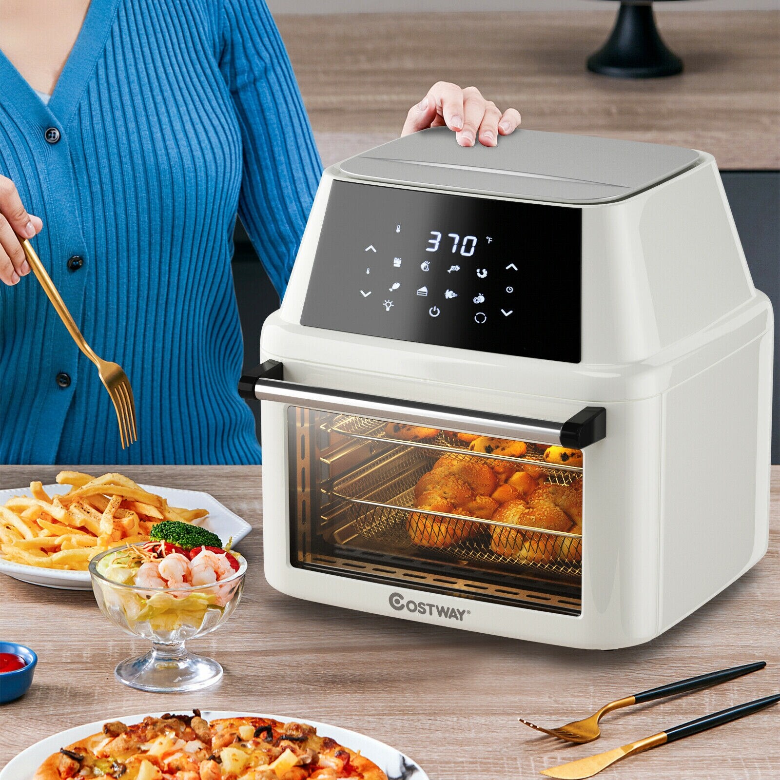 Aria 17 Quart Retro Air Fryer Oven with Accessories - White, Baking,  Frying, Roasting, Grilling, 1600W, UL Safety Listed in the Air Fryers  department at